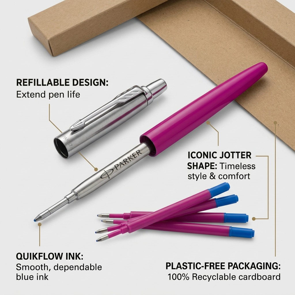 Parker Jotter Originals – Stylo-bille magenta — vue de l’emballage, réf. 2075996