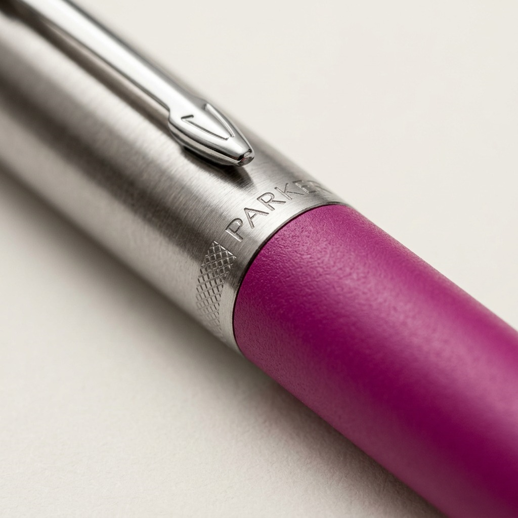 Parker Jotter Originals – Stylo-bille magenta — gros plan sur les détails, réf. 2075996
