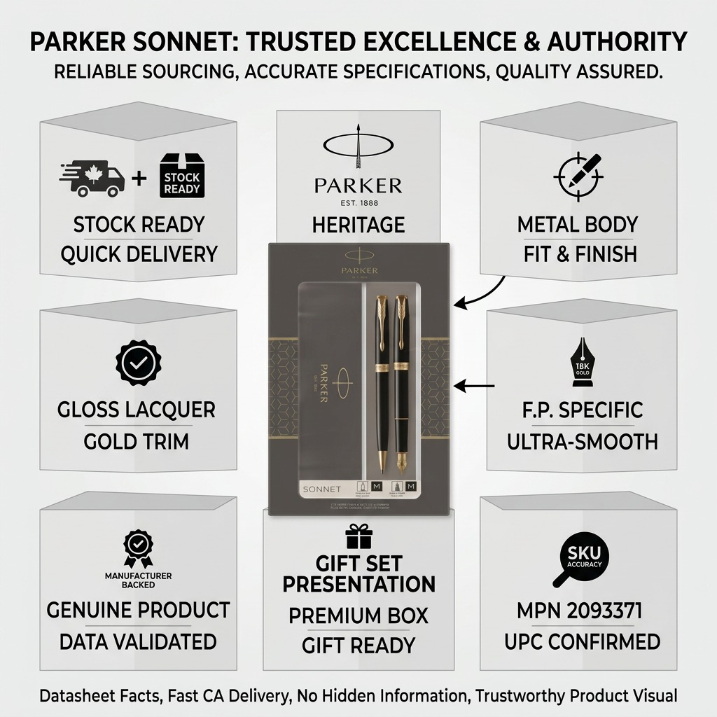 Parker Sonnet Duo – Coffret stylo-bille et stylo-plume — présentation des caractéristiques, réf. 2093371