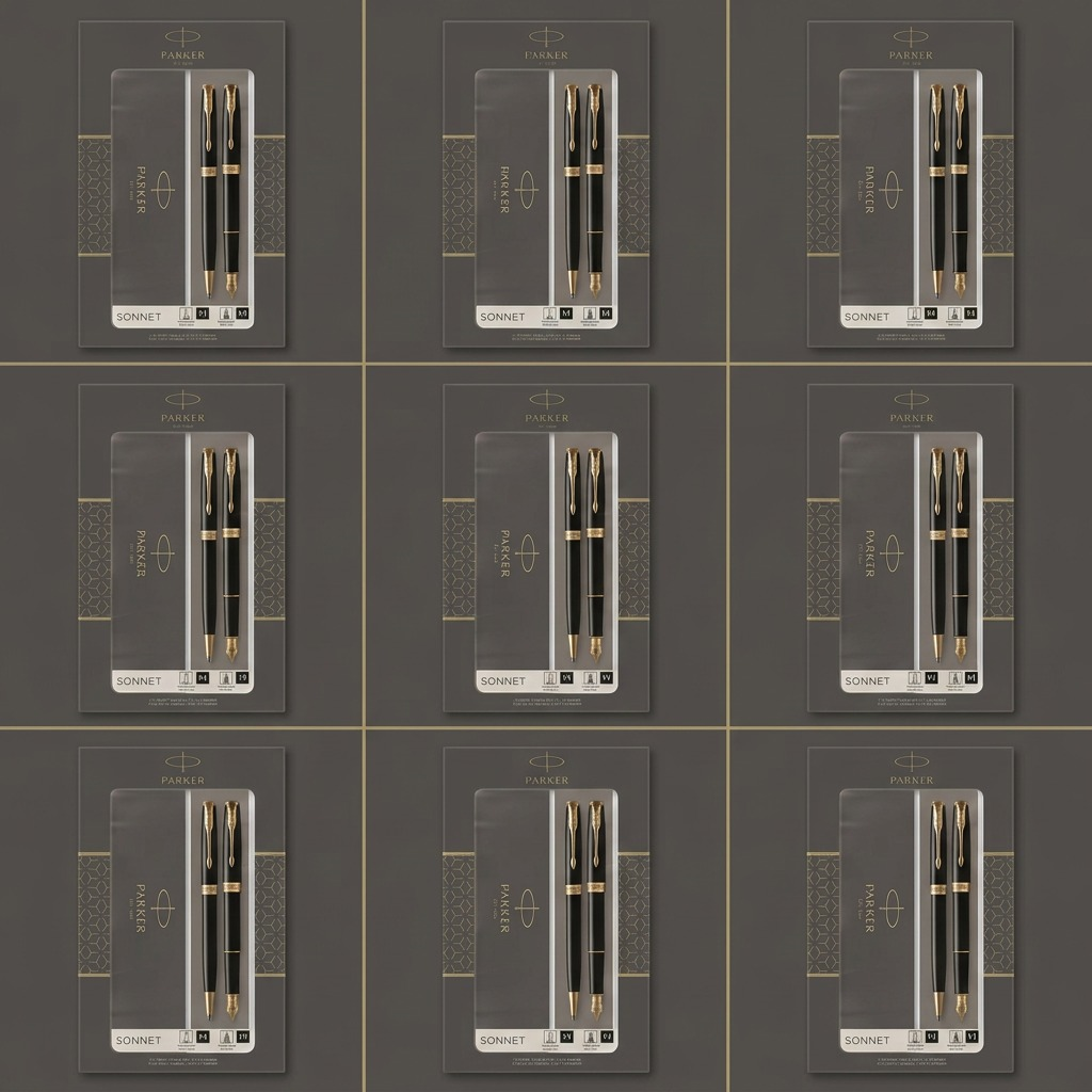 Parker Sonnet Duo – Coffret stylo-bille et stylo-plume — présentation sous plusieurs angles, réf. 2093371