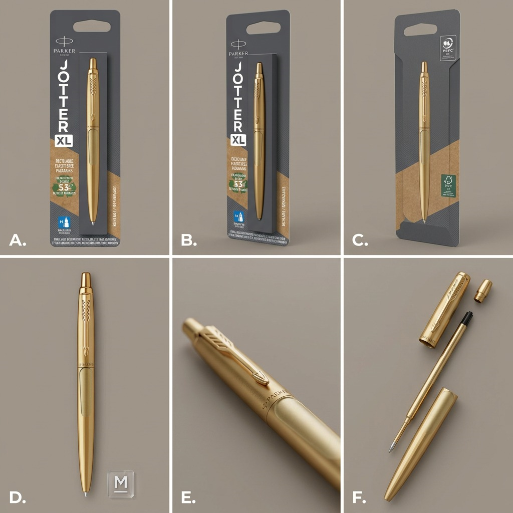 Parker Jotter XL – Stylo-bille doré mat — gros plan sur les détails, réf. 2122758