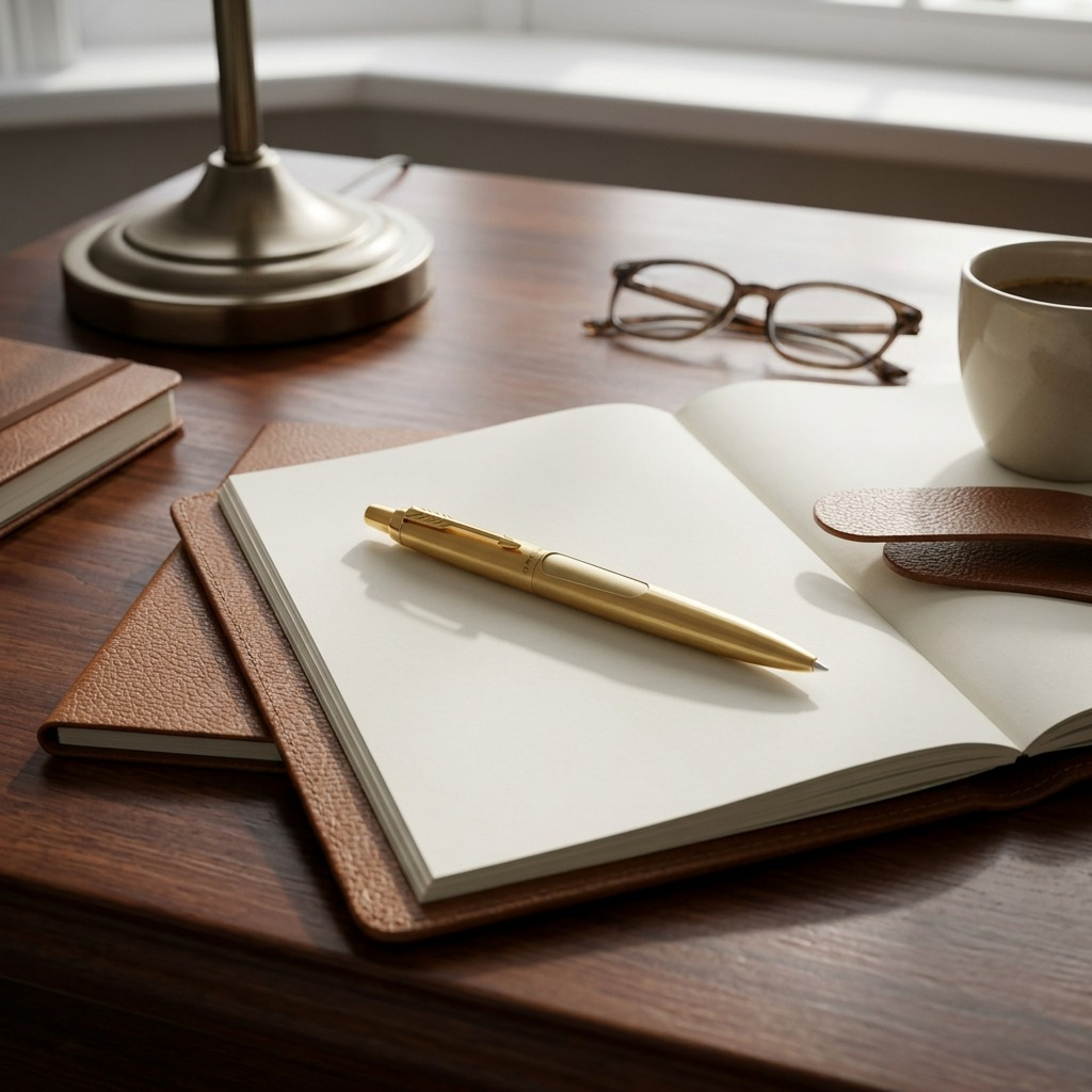 Parker Jotter XL – Stylo-bille doré mat — présentation en situation, réf. 2122758