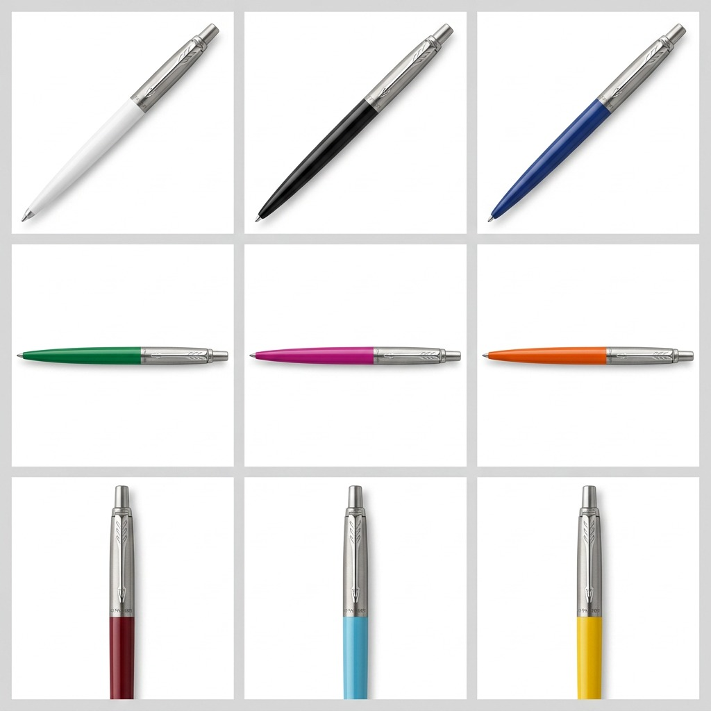 Parker Jotter Originals – Stylo-bille blanc classique — présentation sous plusieurs angles, réf. 2096874