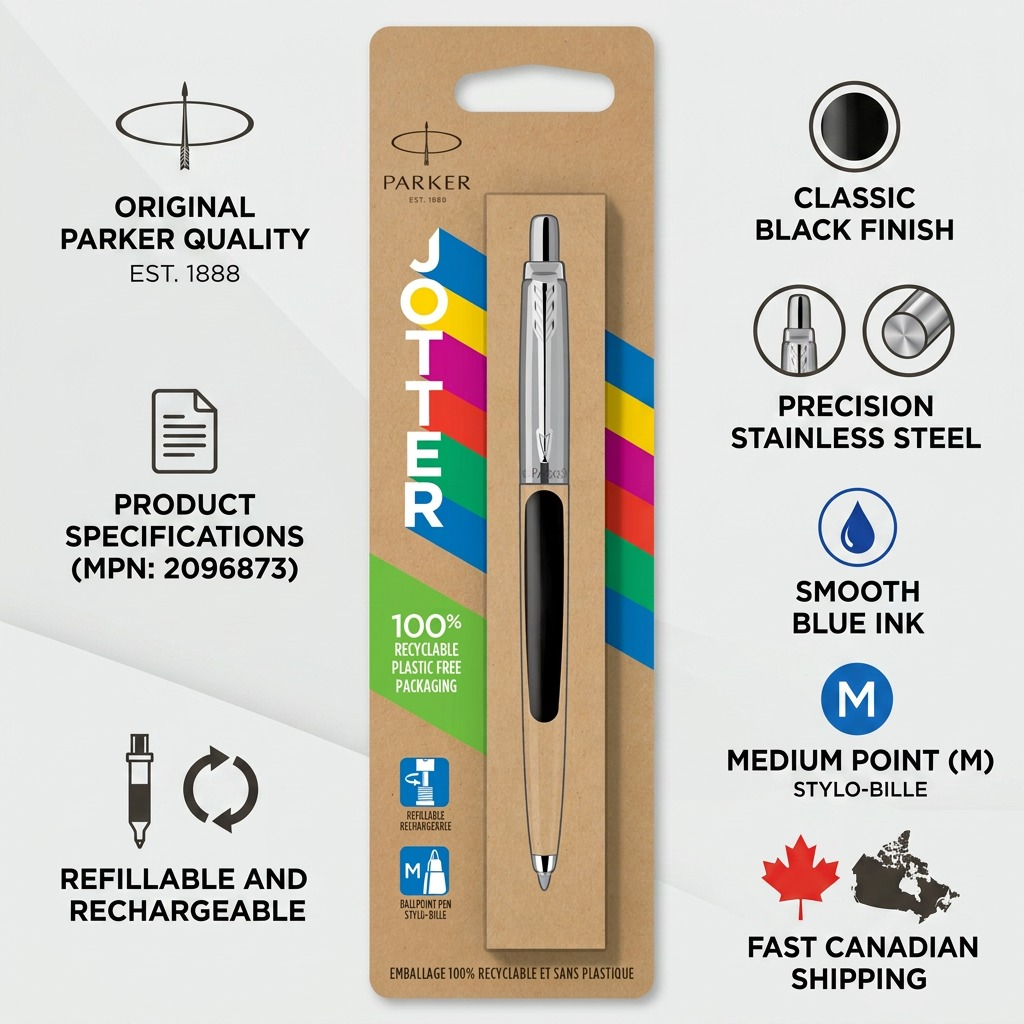 Parker Jotter Originals – Stylo-bille noir classique — présentation des caractéristiques, réf. 2096873