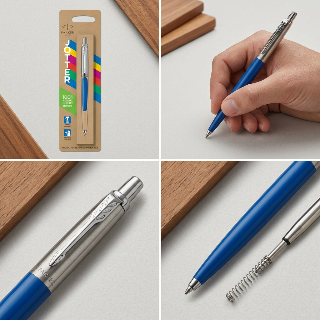 Parker Jotter Originals – Stylo-bille bleu classique — gros plan sur les détails, réf. 2076052