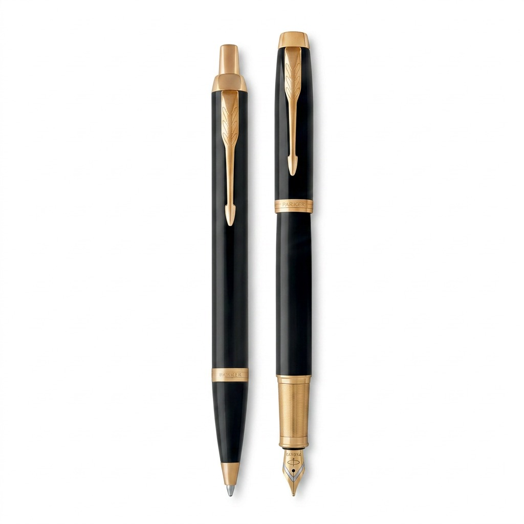 Parker IM Duo – Coffret stylo-bille et stylo-plume noir/doré — vue principale, réf. 2093216