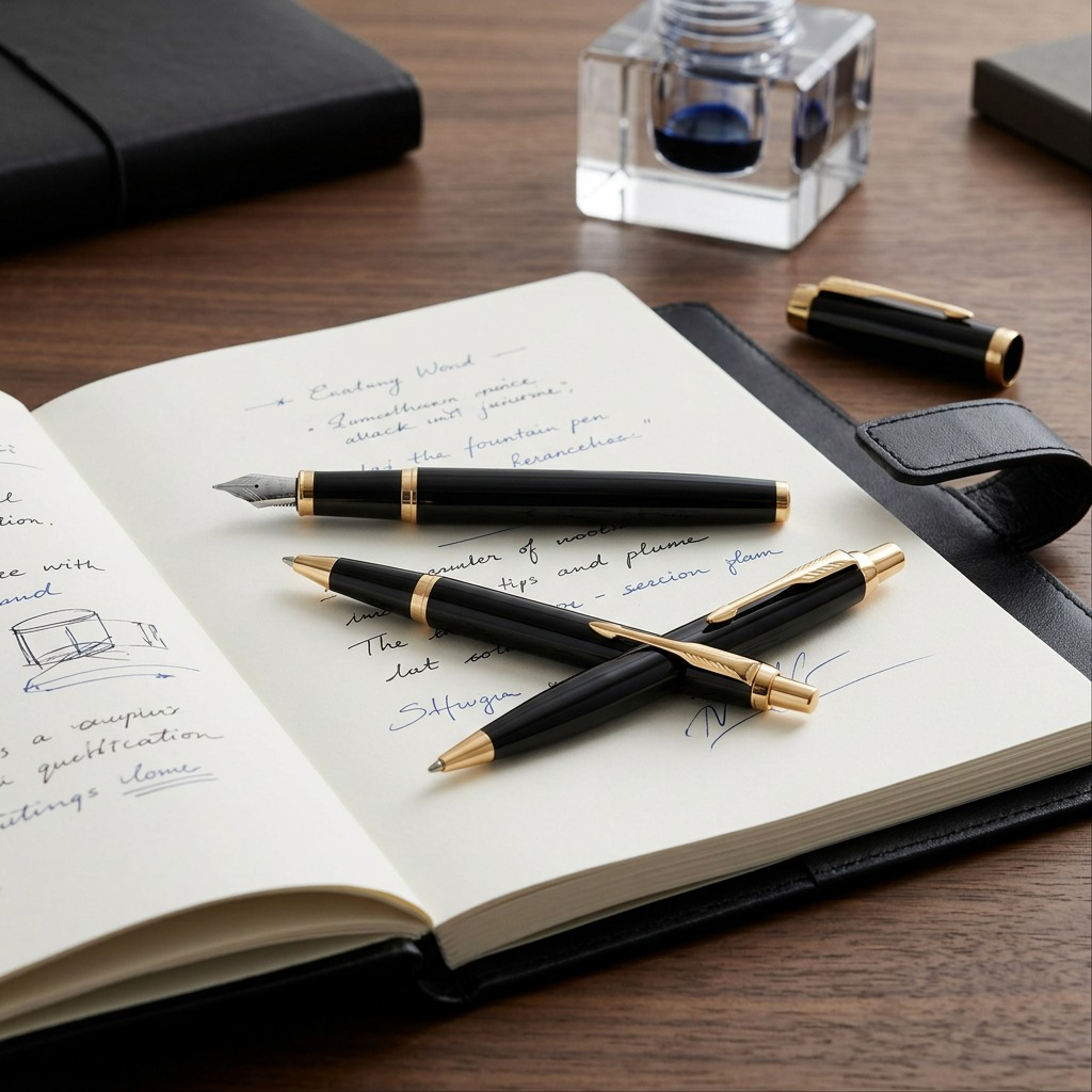 Parker IM Duo – Coffret stylo-bille et stylo-plume noir/doré — vue complémentaire 8, réf. 2093216