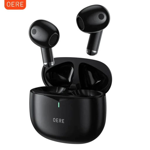 QERE - E28 Bluetooth Wireless Earbuds, Immersive Sound & Noise Cancellation, IPX5 - Black