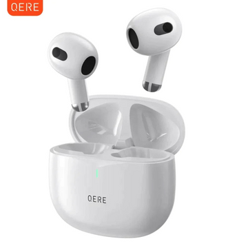 QERE - E28 Bluetooth Wireless Earbuds, Immersive Sound & Noise Cancellation, IPX5 - White