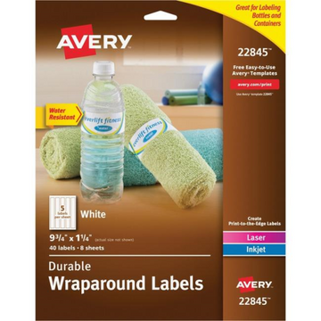 Avery – Étiquettes enveloppantes durables blanches, 9 3/4 × 1 1/4 po (réf. 22845)