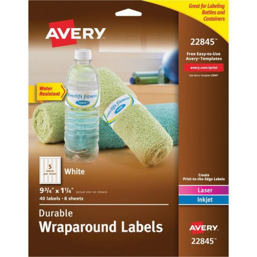Avery – Étiquettes enveloppantes durables blanches, 9 3/4 × 1 1/4 po (réf. 22845)