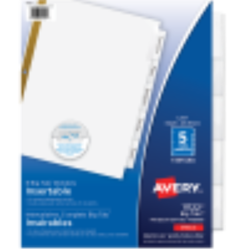 11122 Avery Big Tab – Intercalaires à 5 onglets insérables