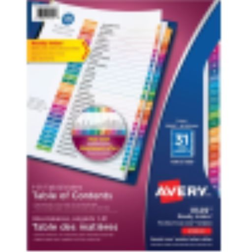 11129 Avery Ready Index – Intercalaires numérotés 1 à 31