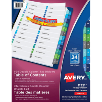 11321 Avery Ready Index – Intercalaires avec table des matières, 24 onglets, 1 jeu