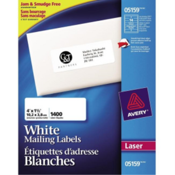 Avery – Étiquettes rectangulaires blanches pour laser et jet d’encre, adhésif permanent (réf. 5159)