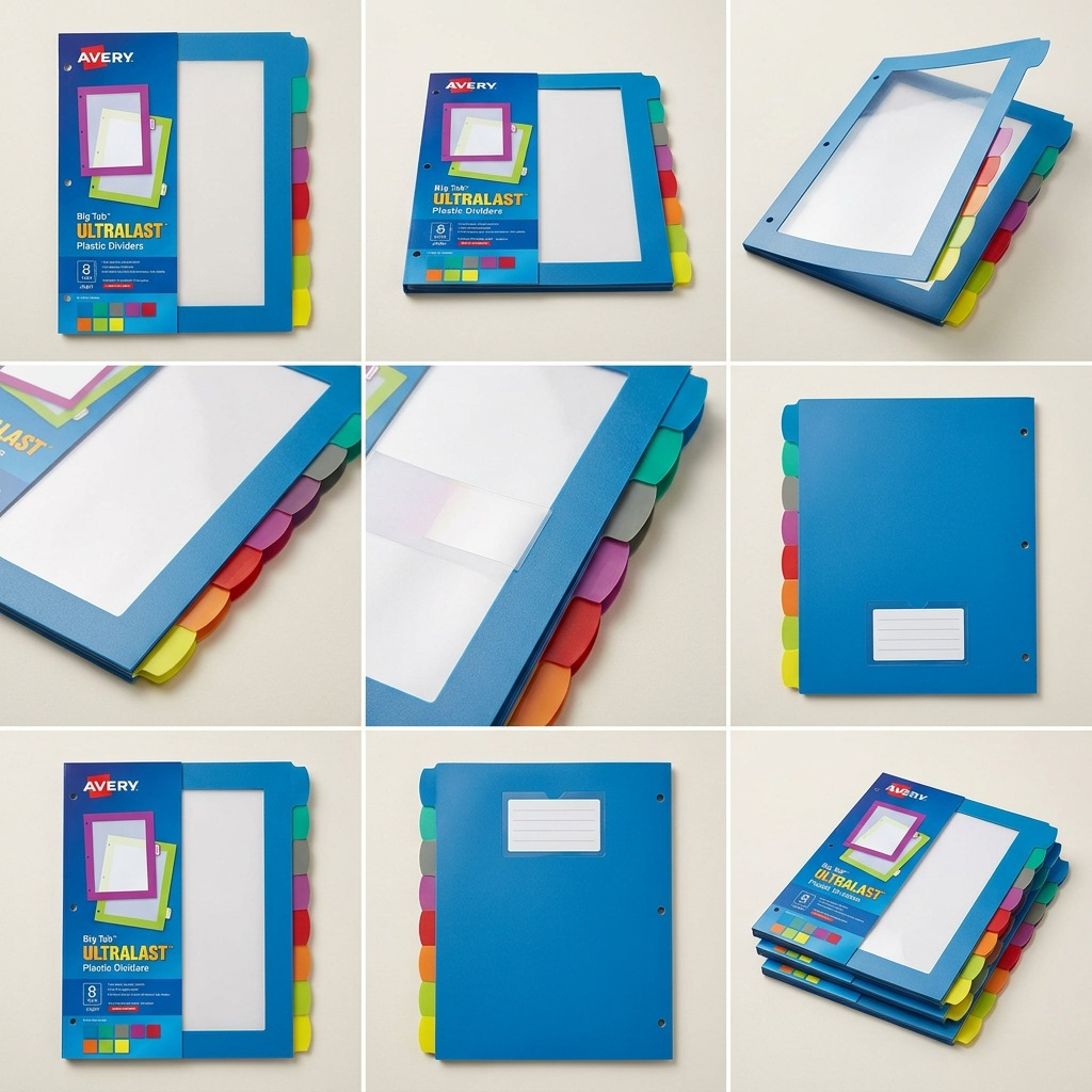 24901 Avery Big Tab UltraLast – Intercalaires imprimables ou inscriptibles, 8 onglets, multicolores, 1 jeu – image complémentaire