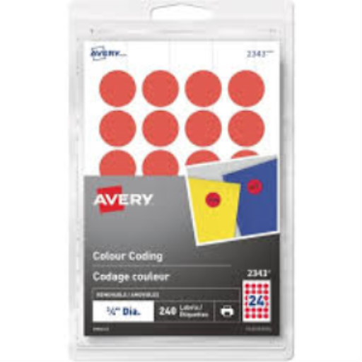 Avery – Étiquettes de codage couleur amovibles rouges, pour laser et jet d’encre (réf. 2343)