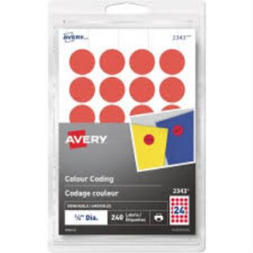 Avery – Étiquettes de codage couleur amovibles rouges, pour laser et jet d’encre (réf. 2343)
