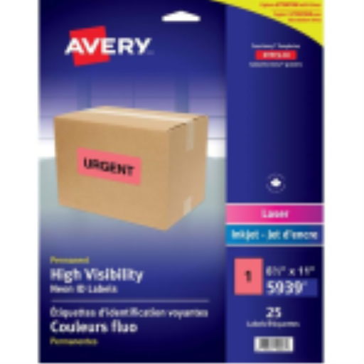 Avery – Étiquettes d’expédition laser haute visibilité, rouge fluorescent (réf. 05939)