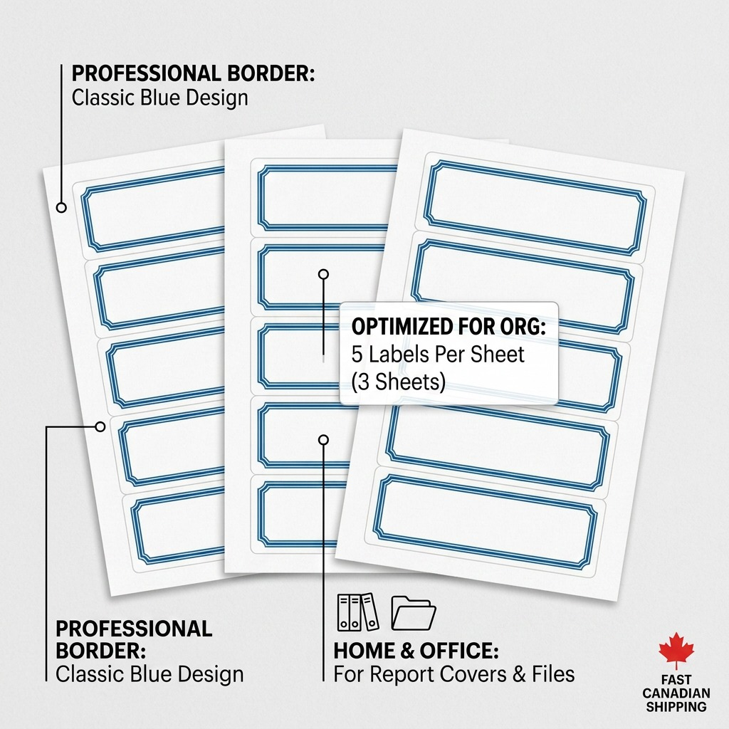 Feature callout graphic detailing the Avery report cover label sheets, design, and applications.