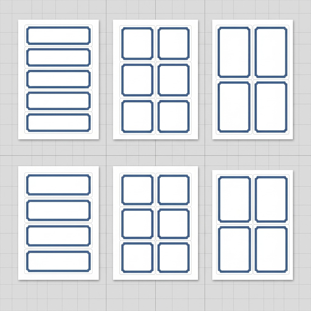 Matrix display of Avery 20267 white report cover labels in various sheet layouts.