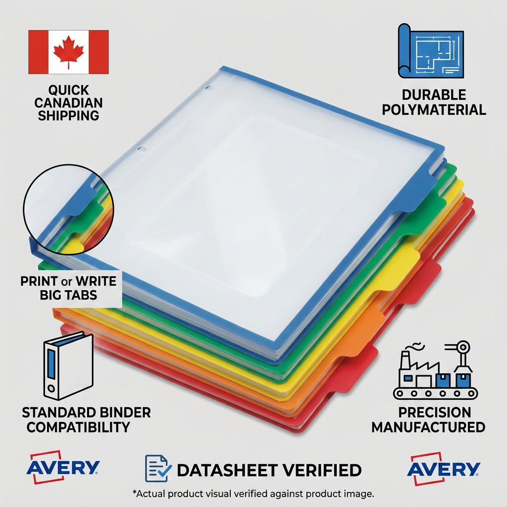 24900 Avery Big Tab UltraLast – Intercalaires imprimables ou inscriptibles, 5 onglets, multicolores, 1 jeu – image complémentaire