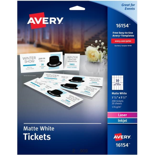 Avery – Billets blancs avec coupons détachables, 1 3/4 po (réf. 16154)