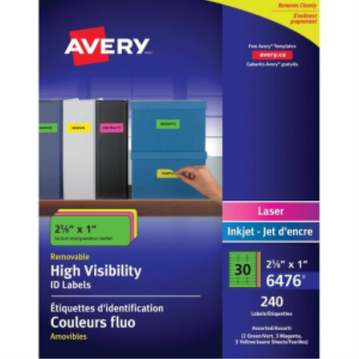 Avery – Étiquettes d’identification rectangulaires amovibles, 2 5/8 × 1 po (réf. 6476)