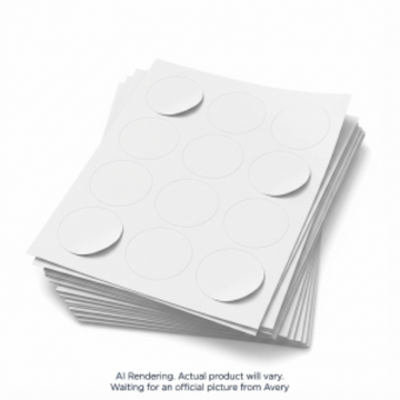 Avery – Étiquettes rondes blanc mat, diamètre 2 po, laser et jet d’encre, adhésif permanent, 10 feuilles/enveloppe, 120 étiquettes/enveloppe (réf. 22859)