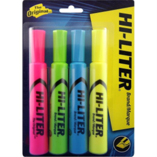 83564 Avery Hi-Liter – Ensemble de 4 surligneurs fluorescents, couleurs assorties