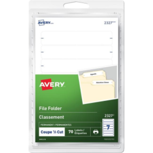 Avery – Étiquettes blanches pour dossiers, pour imprimantes laser et jet d’encre, adhésif permanent (réf. 2327)