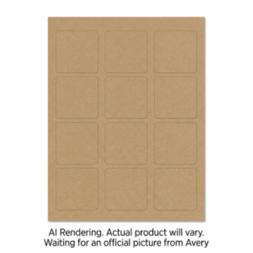 Avery – Étiquettes carrées kraft brun, 2 × 2 po, 25 feuilles/enveloppe (réf. 22486)
