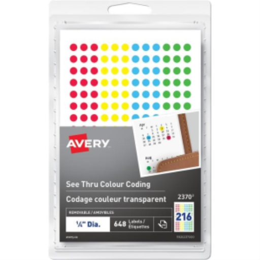 Avery – Étiquettes transparentes de codage couleur amovibles, couleurs assorties, à écrire à la main (réf. 2370)