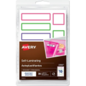 Avery – Étiquettes auto-laminantes à écrire à la main, formats et couleurs assortis, adhésif permanent (réf. 2363)
