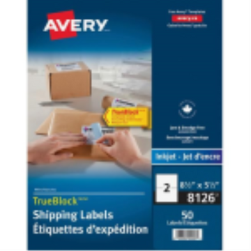 8126 Avery TrueBlock – Étiquettes blanches, 5 1/2 × 8 1/2 po, adhésif permanent, 25 feuilles