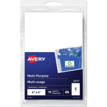 Avery – Étiquettes polyvalentes amovibles blanches, 6 × 4 po, pour laser et jet d’encre (réf. 2317)