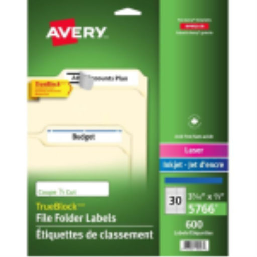 5766 FILING LABELS, TRUEBLOCK, 37/16" X 2/3", PERMANENT, WH
