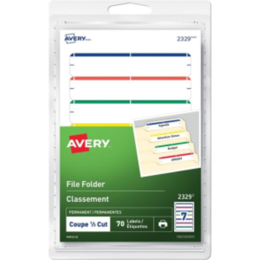 Avery – Étiquettes pour dossiers, couleurs assorties, pour laser et jet d’encre, adhésif permanent (réf. 2329)