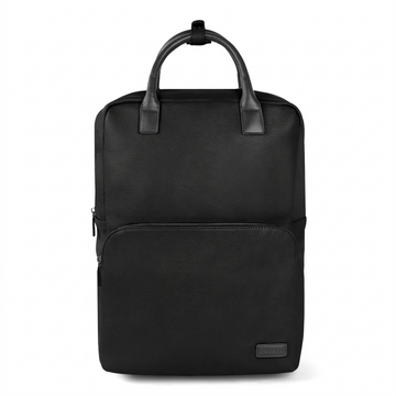 Sac à dos professionnel noir Bugatti Contrast Pebble en cuir végétalien grainé pour ordinateur portable 15,6 po