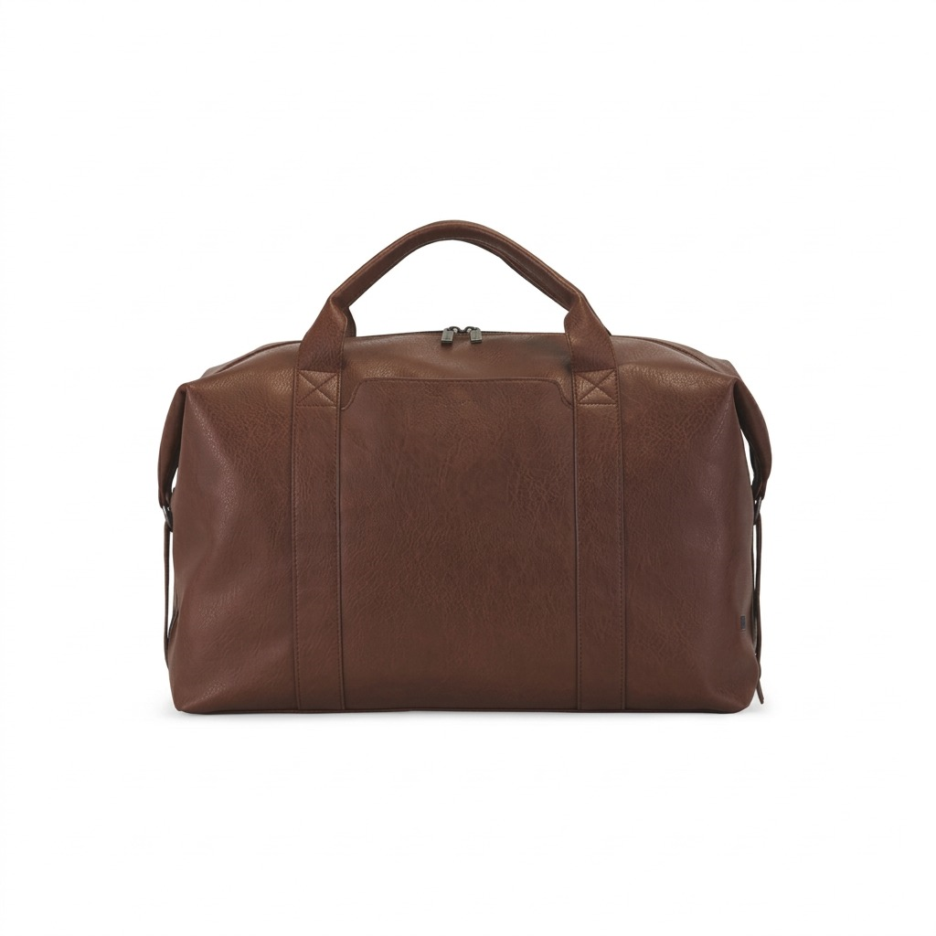 Gros plan sur un détail de Bugatti Palermo – Sac de voyage en cuir végétalien avec compartiment 15,6 po, cognac