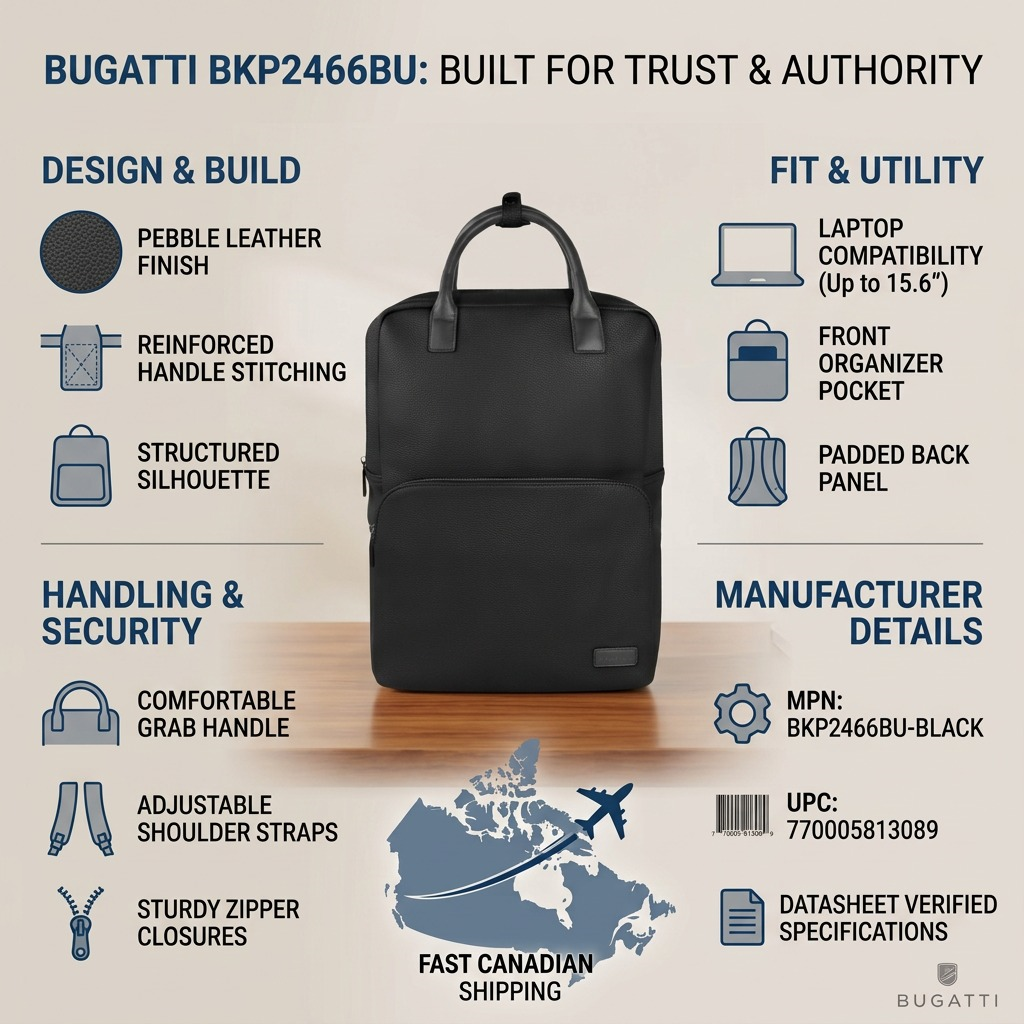 Emballage et présentation de Bugatti Contrast Pebble – Sac à dos professionnel, noir – photo 8