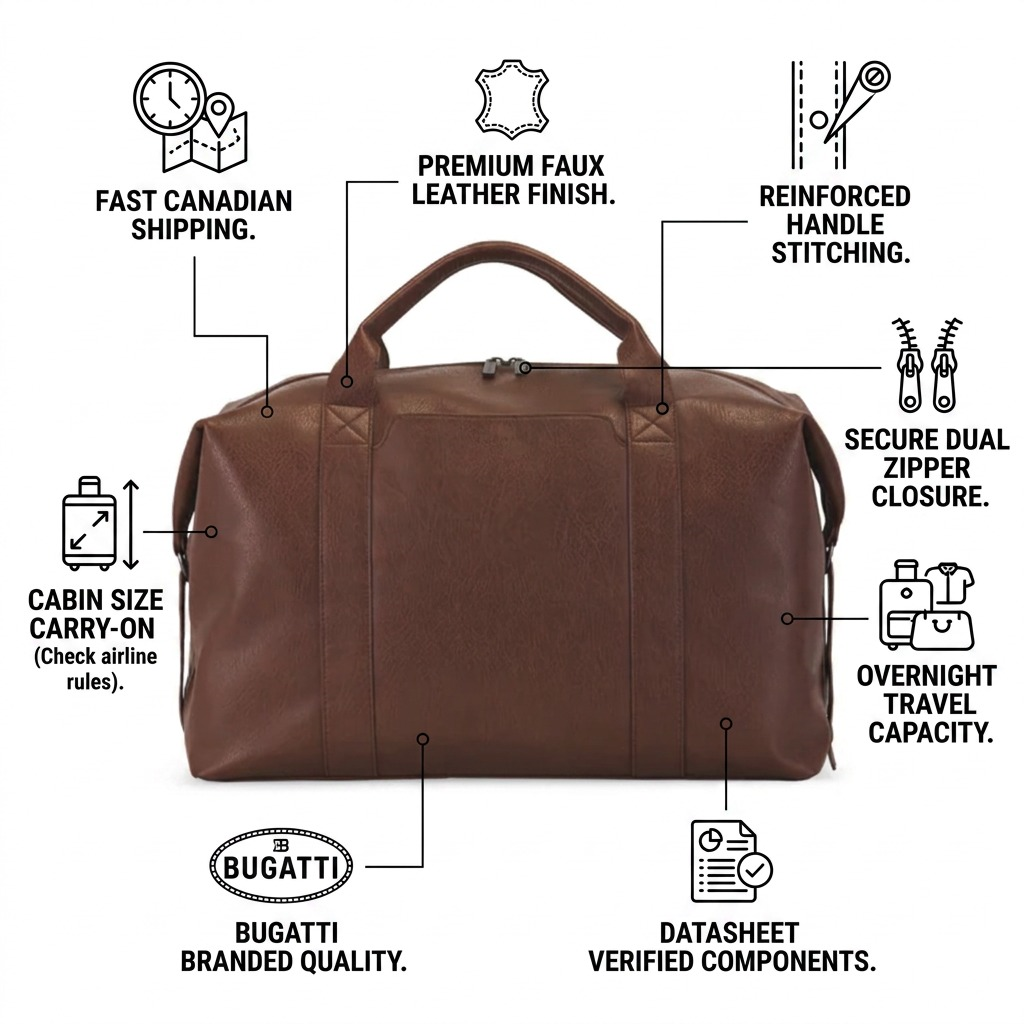 Emballage et présentation de Bugatti Palermo – Sac de voyage en cuir végétalien avec compartiment 15,6 po, cognac – photo 8