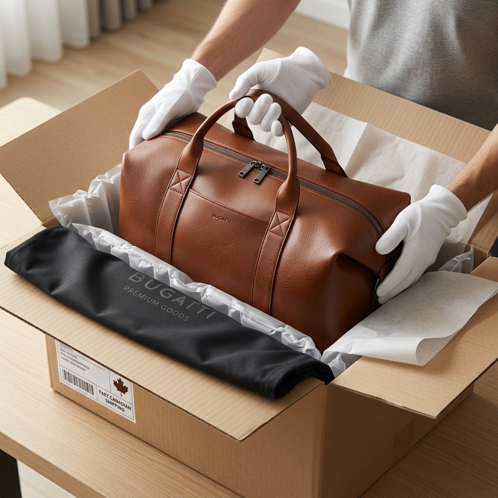 Emballage et présentation de Bugatti Palermo – Sac de voyage en cuir végétalien avec compartiment 15,6 po, cognac – photo 7