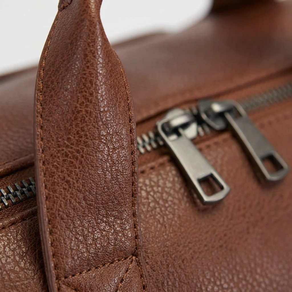 Gros plan sur un détail de Bugatti Palermo – Sac de voyage en cuir végétalien avec compartiment 15,6 po, cognac – photo 3