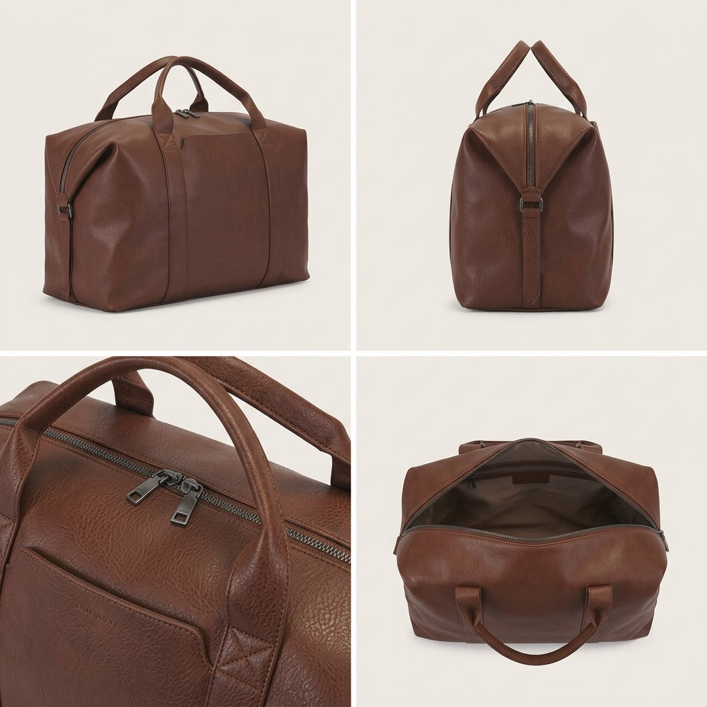 Visuel illustrant les caractéristiques de Bugatti Palermo – Sac de voyage en cuir végétalien avec compartiment 15,6 po, cognac – photo 5