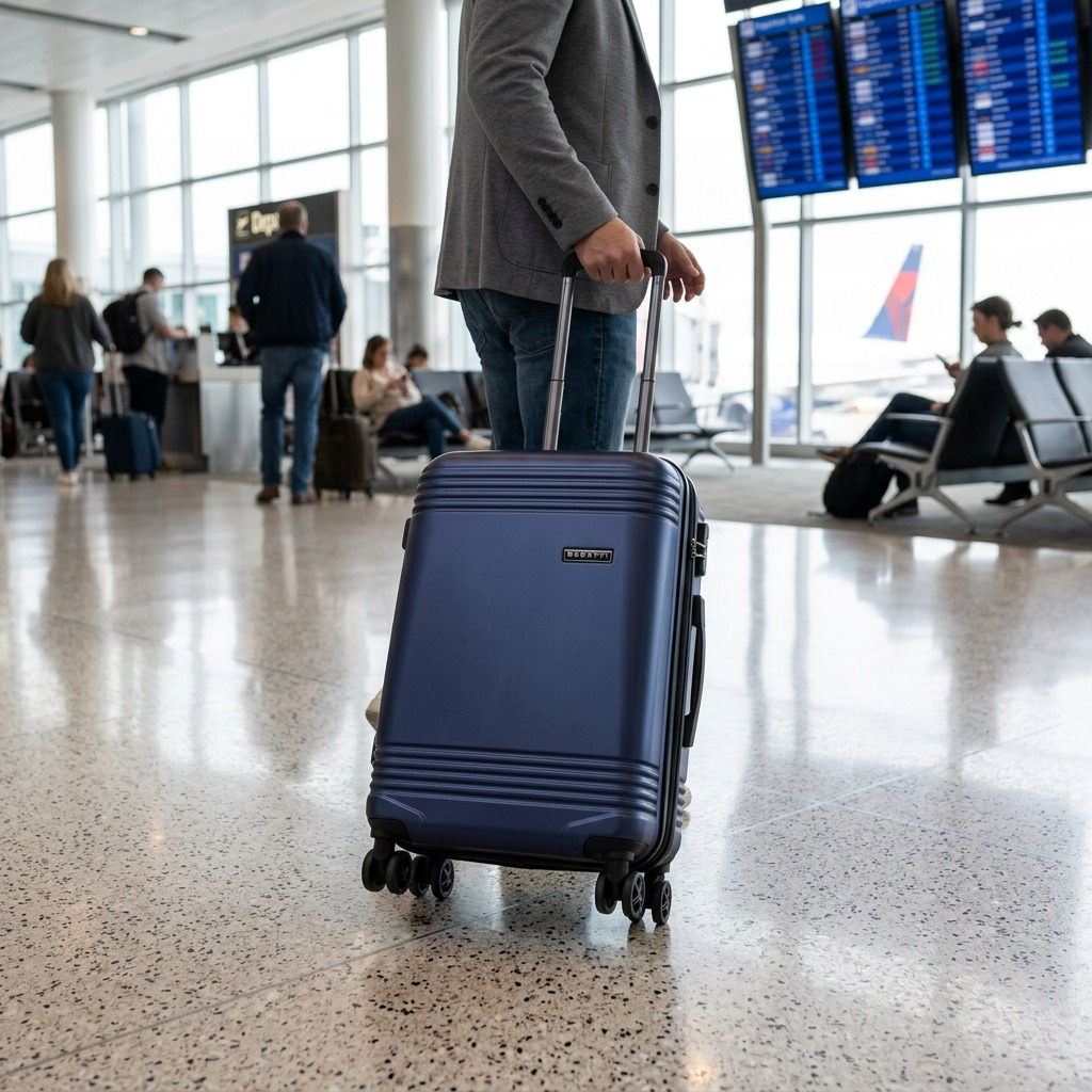 Mise en situation de Bugatti Nashville – Valise cabine rigide à roulettes, bleu marine – photo 6