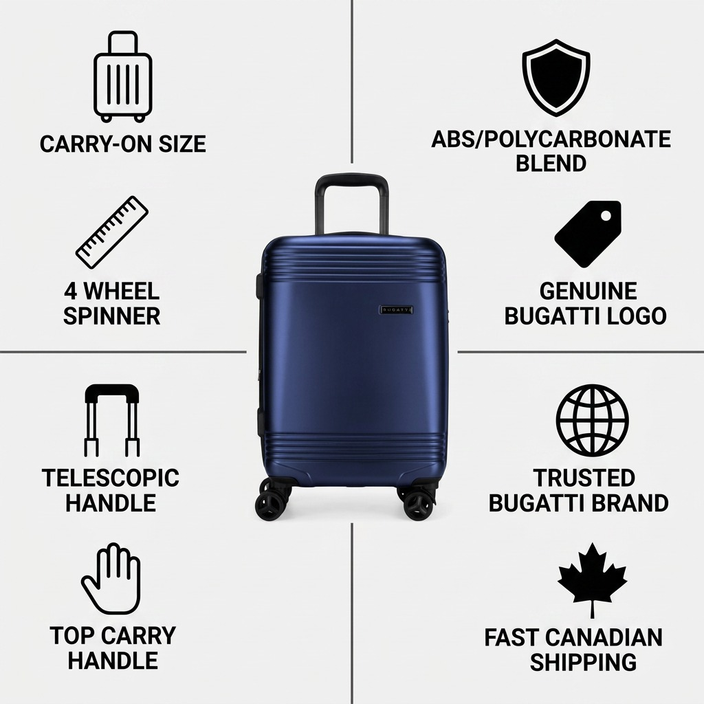 Visuel illustrant les caractéristiques de Bugatti Nashville – Valise cabine rigide à roulettes, bleu marine – photo 3