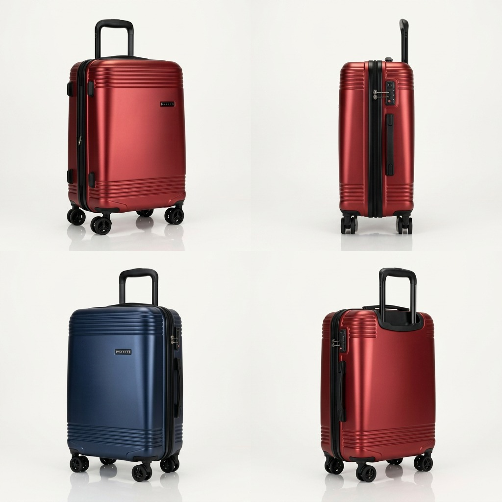 Red Bugatti Nashville carry-on luggage with textured shell, telescoping handle, and spinner wheels.