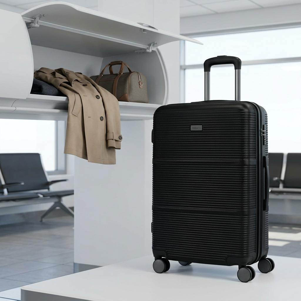 Black Bugatti Brussels 24-inch hardside luggage with telescopic handle and spinner wheels.