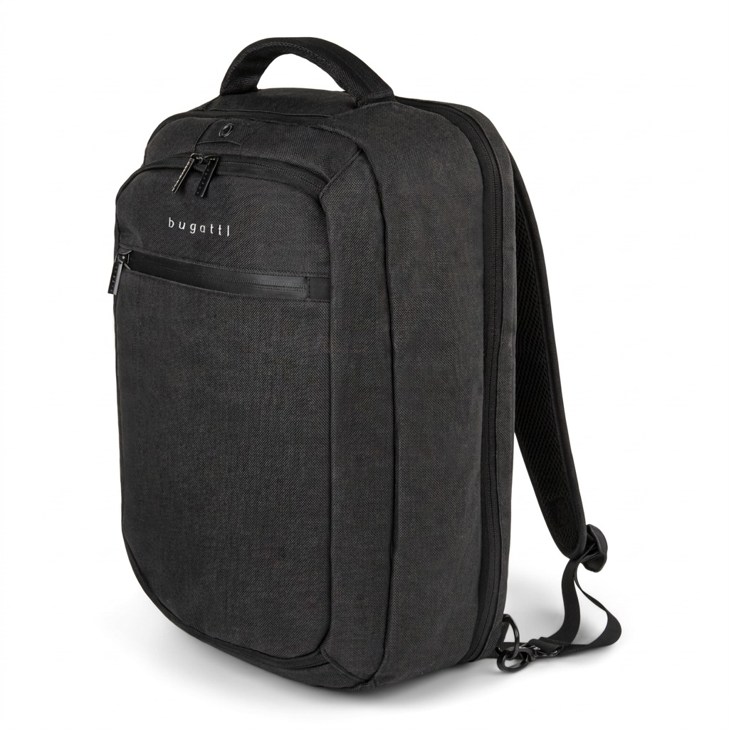 Bugatti Traveller 15.6 inch Laptop Backpack in Charcoal Grey, featuring a sleek modern design.